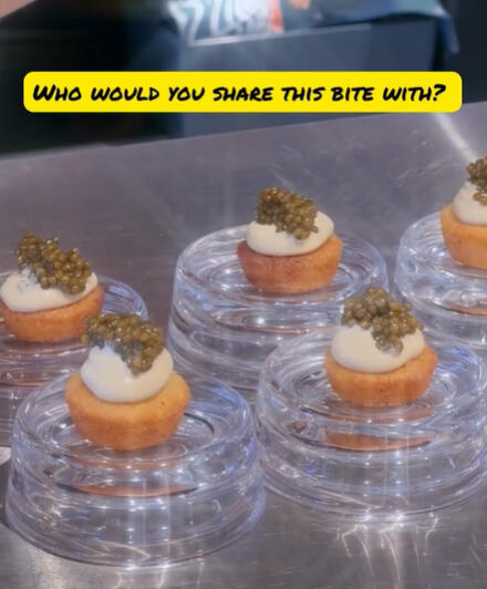 Mini corn muffin, creme fresh, and reserved caviar. 🌽